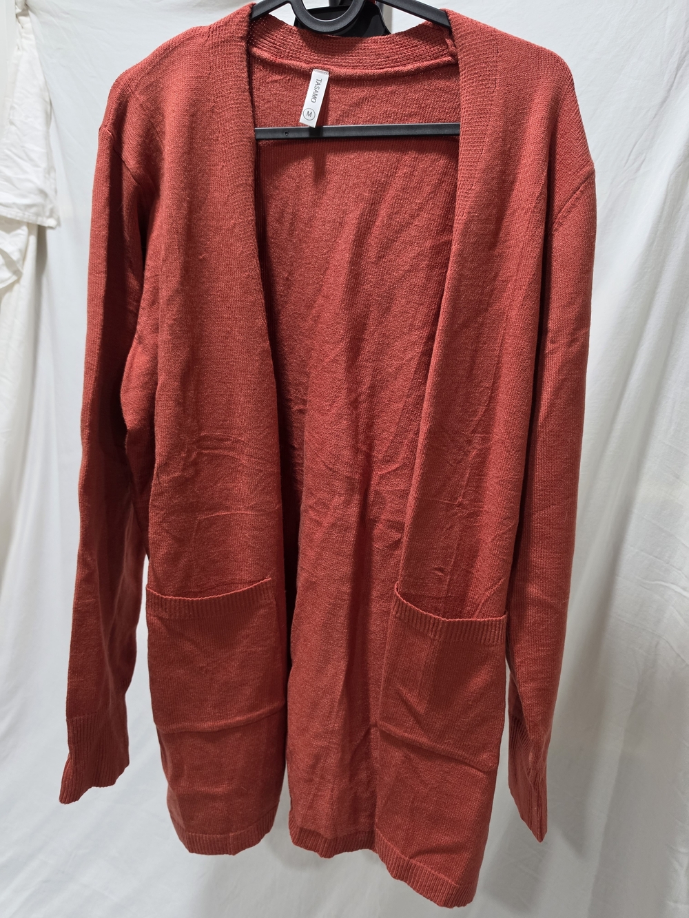 Open-Front Red-Orange Cardigan Sweater - Unbranded